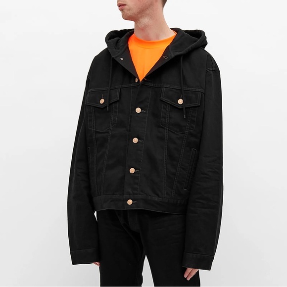 NWOT Balenciaga Hooded Denim Jacket in Black - Picture 3 of 12